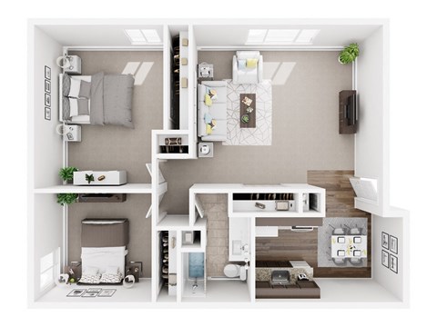 Floor plan for 2 beds, 1 bath, 900 sqft